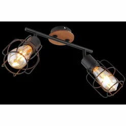 Lampes Vintages & Rétros-Luminaires Globo Lighting Plafonnier Globo WILLA Bois foncé, Noir, 2 lumières