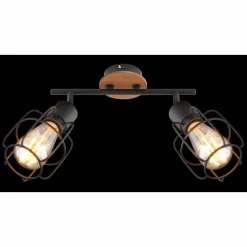 Lampes Vintages & Rétros-Luminaires Globo Lighting Plafonnier Globo WILLA Bois foncé, Noir, 2 lumières