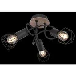 Lampes En Bois-Luminaires Globo Lighting Plafonnier Globo XARA Bois clair, Couleur bois, Noir, 3 lumières