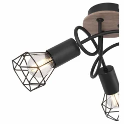 Lampes En Bois-Luminaires Globo Lighting Plafonnier Globo XARA Bois clair, Couleur bois, Noir, 3 lumières