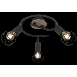 Lampes En Bois-Luminaires Globo Lighting Plafonnier Globo XARA Bois clair, Noir, 3 lumières
