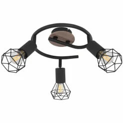 Lampes En Bois-Luminaires Globo Lighting Plafonnier Globo XARA Bois clair, Noir, 3 lumières
