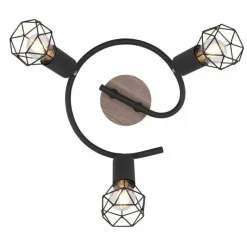 Lampes En Bois-Luminaires Globo Lighting Plafonnier Globo XARA Bois clair, Noir, 3 lumières