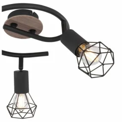 Lampes En Bois-Luminaires Globo Lighting Plafonnier Globo XARA Bois clair, Noir, 3 lumières