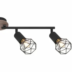 Lampes En Bois-Luminaires Globo Lighting Plafonnier Globo XARA Bois clair, Noir, 4 lumières