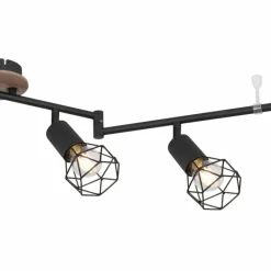 Lampes En Bois-Luminaires Globo Lighting Plafonnier Globo XARA Bois clair, Noir, 6 lumières