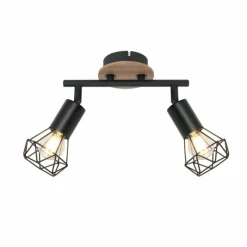 Lampes En Bois-Luminaires Globo Lighting Plafonnier Globo XARA Couleur bois, Noir, 2 lumières