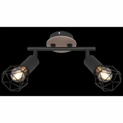 Lampes En Bois-Luminaires Globo Lighting Plafonnier Globo XARA Couleur bois, Noir, 2 lumières
