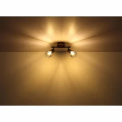 Lampes En Bois-Luminaires Globo Lighting Plafonnier Globo XARA Couleur bois, Noir, 2 lumières