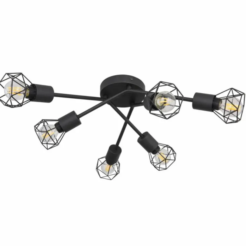 Lampes Vintages & Rétros-Luminaires Globo Lighting Plafonnier Globo XARA I Noir, 6 lumières