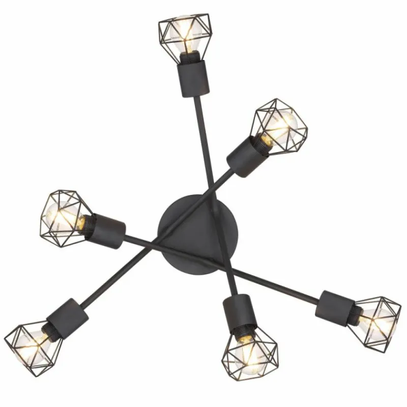 Lampes Vintages & Rétros-Luminaires Globo Lighting Plafonnier Globo XARA I Noir, 6 lumières