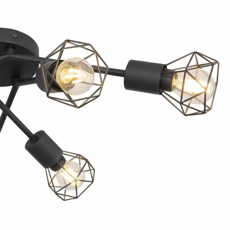 Lampes Vintages & Rétros-Luminaires Globo Lighting Plafonnier Globo XARA I Noir, 6 lumières