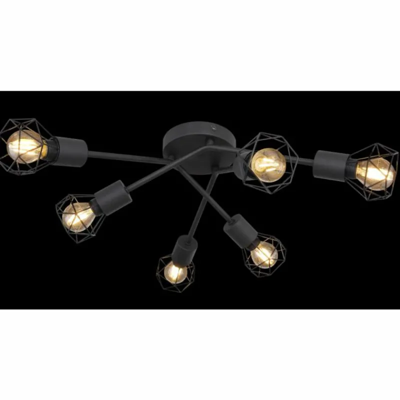 Lampes Vintages & Rétros-Luminaires Globo Lighting Plafonnier Globo XARA I Noir, 6 lumières