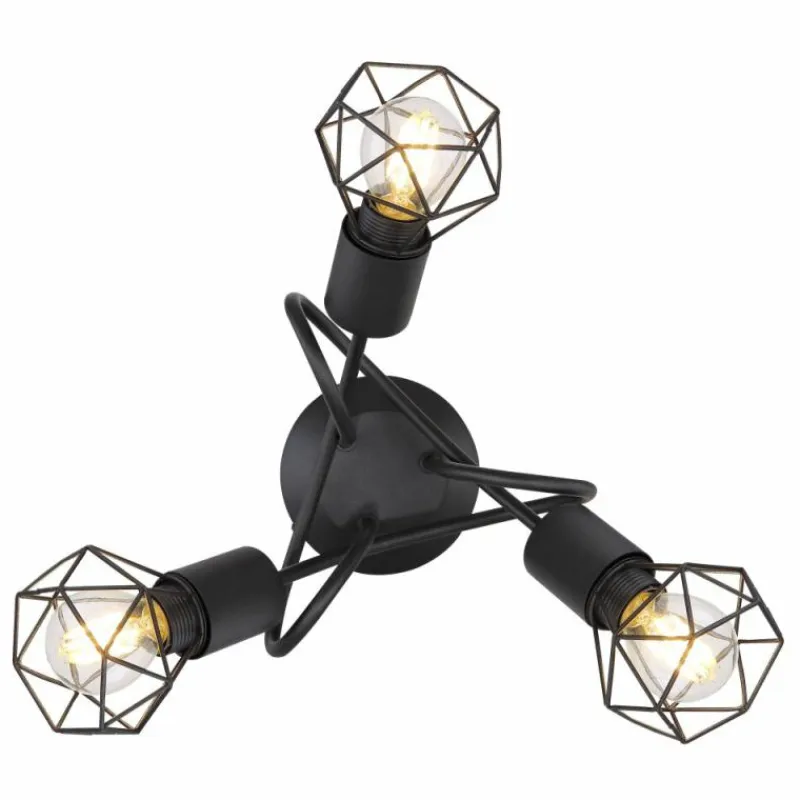 Lampes Vintages & Rétros-Luminaires Globo Lighting Plafonnier Globo XARA I Noir, 3 lumières