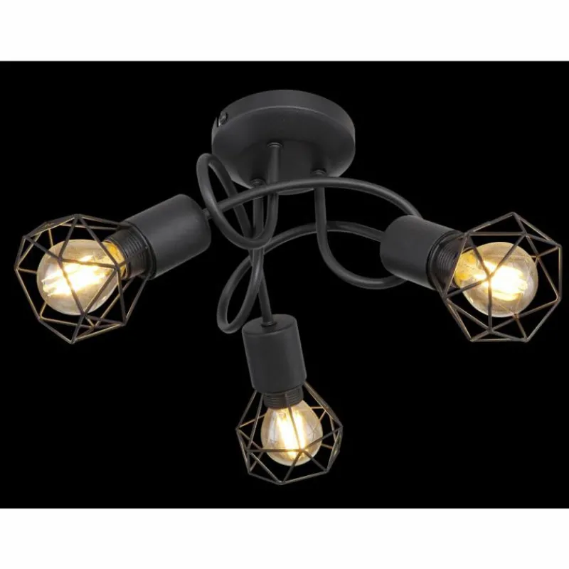 Lampes Vintages & Rétros-Luminaires Globo Lighting Plafonnier Globo XARA I Noir, 3 lumières