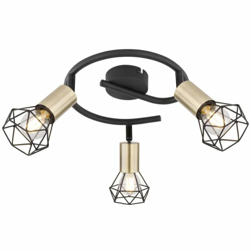 Luminaires Globo Lighting Plafonnier Globo XARA Vieux laiton, Noir, 3 lumières* Plafonniers