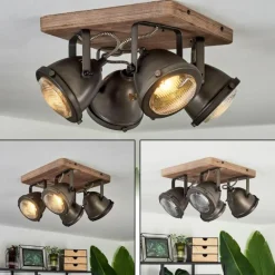 Lampes Vintages & Rétros-hofstein Plafonnier Glostrup Brun, Acier inoxydable, 4 lumières