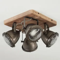 Lampes Vintages & Rétros-hofstein Plafonnier Glostrup Brun, Acier inoxydable, 4 lumières