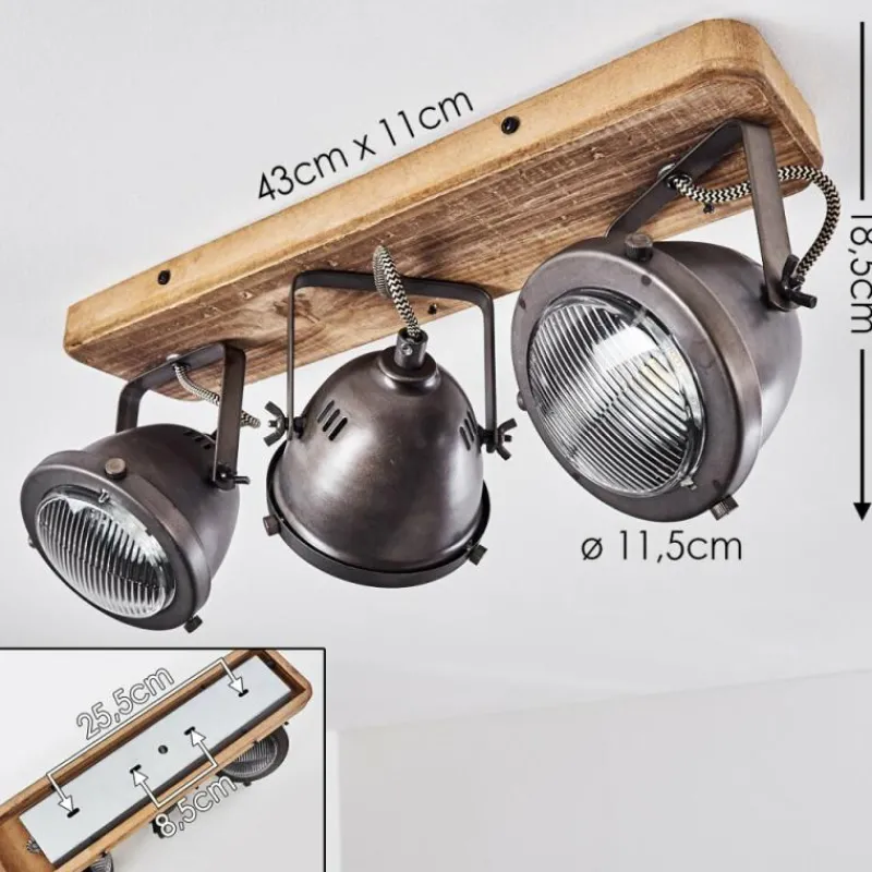 hofstein Plafonnier Glostrup Brun, Acier inoxydable, 3 lumières