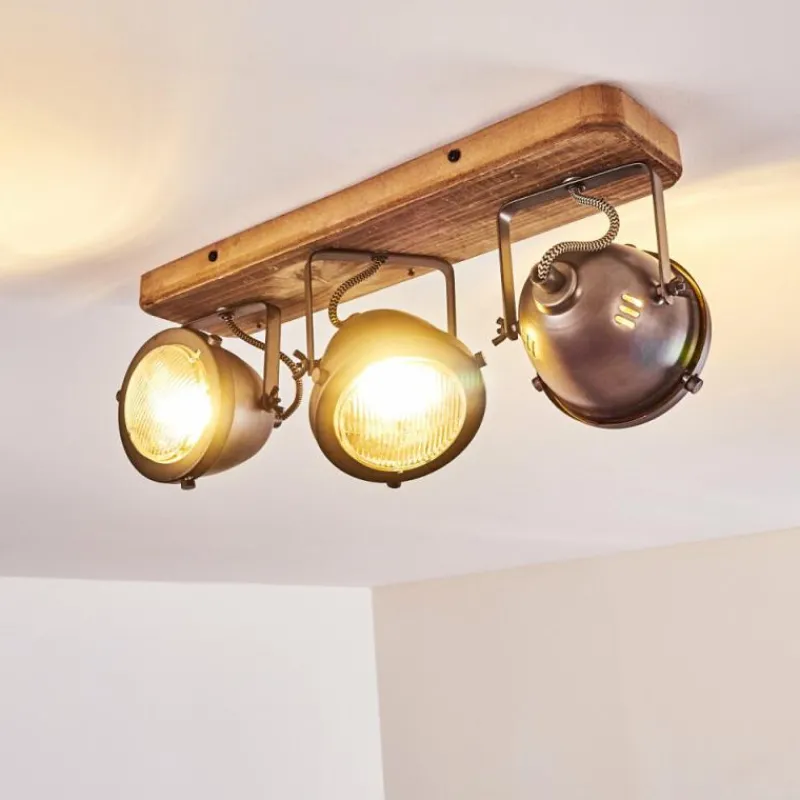 hofstein Plafonnier Glostrup Brun, Acier inoxydable, 3 lumières