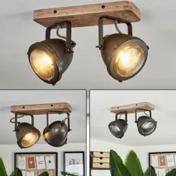 Luminaires Rustiques-hofstein Plafonnier Glostrup Brun, Acier inoxydable, 2 lumières