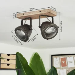 Luminaires Rustiques-hofstein Plafonnier Glostrup Brun, Acier inoxydable, 2 lumières