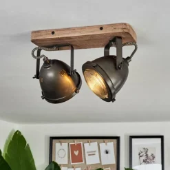 Luminaires Rustiques-hofstein Plafonnier Glostrup Brun, Acier inoxydable, 2 lumières