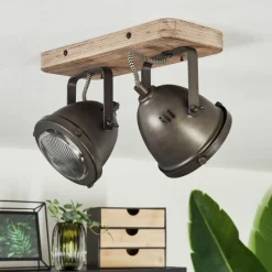 Luminaires Rustiques-hofstein Plafonnier Glostrup Brun, Acier inoxydable, 2 lumières