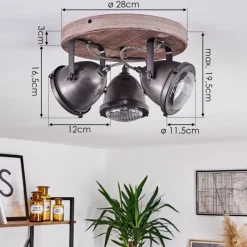 Lampes Industrielles-hofstein Plafonnier Glostrup Brun, Acier inoxydable, 3 lumières