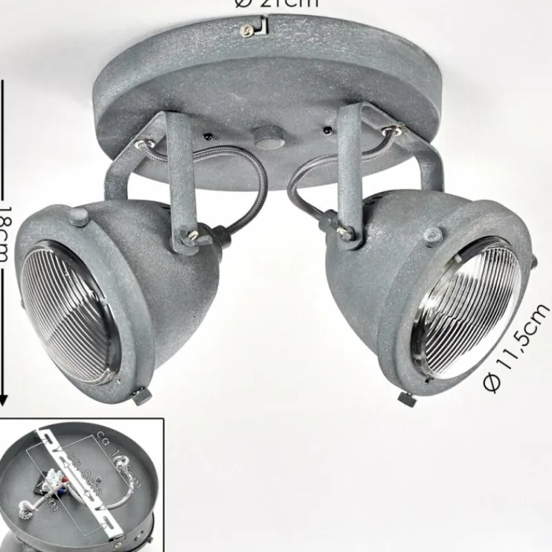 Luminaires Rustiques-hofstein Plafonnier Glostrup LED Gris, 2 lumières