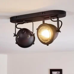 hofstein Plafonnier Glostrup Noir, 2 lumières