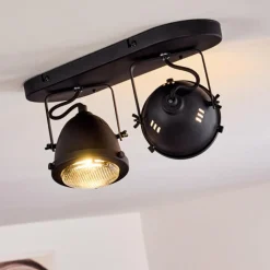 hofstein Plafonnier Glostrup Noir, 2 lumières