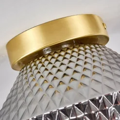 Suspension Verre Fumé-hofstein Plafonnier Gombua Laiton, 1 lumière