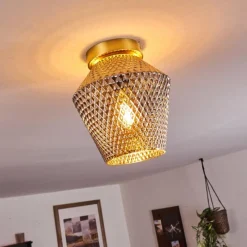 Suspension Verre Fumé-hofstein Plafonnier Gombua Laiton, 1 lumière