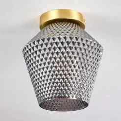 Suspension Verre Fumé-hofstein Plafonnier Gombua Laiton, 1 lumière