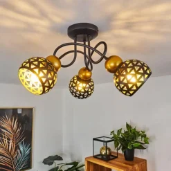 Lampes Dorées-hofstein Plafonnier Gomsrud Noir, 3 lumières
