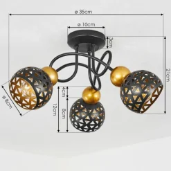 Lampes Dorées-hofstein Plafonnier Gomsrud Noir, 3 lumières