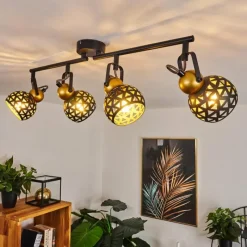 Lampes Dorées-hofstein Plafonnier Gomsrud Noir, 4 lumières