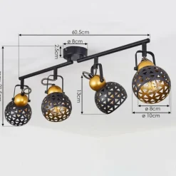 Lampes Dorées-hofstein Plafonnier Gomsrud Noir, 4 lumières