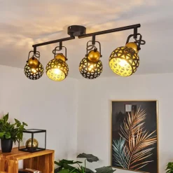 Lampes Dorées-hofstein Plafonnier Gomsrud Noir, 4 lumières