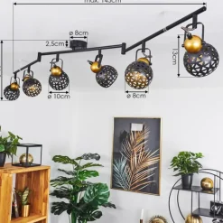 Lampes Dorées-hofstein Plafonnier Gomsrud Noir, 6 lumières