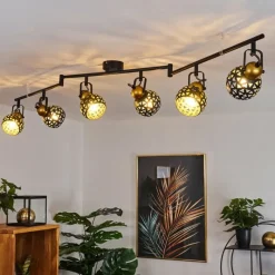 Lampes Dorées-hofstein Plafonnier Gomsrud Noir, 6 lumières