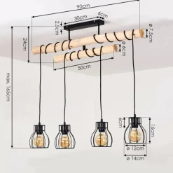 Lampes Vintages & Rétros-hofstein Plafonnier Gondo Bois clair, Noir, 4 lumières