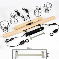 Lampes Vintages & Rétros-hofstein Plafonnier Gondo Bois clair, Noir, 4 lumières