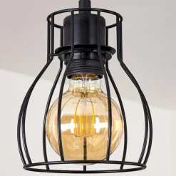 Lampes Vintages & Rétros-hofstein Plafonnier Gondo Bois clair, Noir, 4 lumières