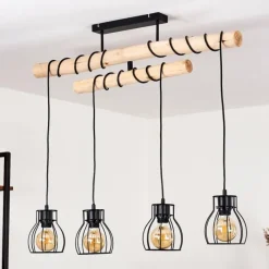 Lampes Vintages & Rétros-hofstein Plafonnier Gondo Bois clair, Noir, 4 lumières