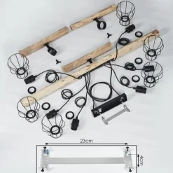 Style Boho-Chic-hofstein Plafonnier Gondo Bois clair, Noir, 6 lumières