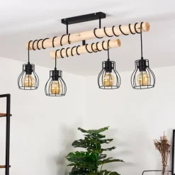 Luminaires Scandinaves-hofstein Plafonnier Gondo Bois foncé, Noir, 4 lumières