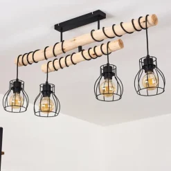 Luminaires Scandinaves-hofstein Plafonnier Gondo Bois foncé, Noir, 4 lumières
