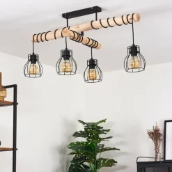 Luminaires Scandinaves-hofstein Plafonnier Gondo Bois foncé, Noir, 4 lumières